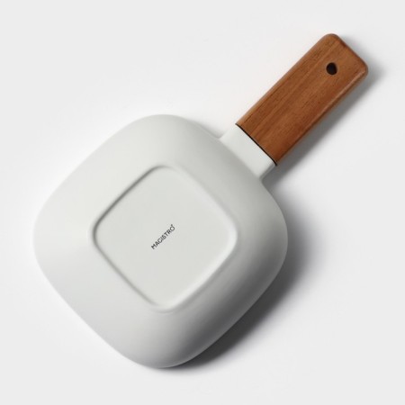 Porcelain dish for serving with a wooden handle Magistro, 15 × 15 cm, white color-6