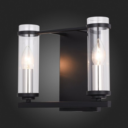 Sconces st. SL334.401.02. Bichero. 2x60 W, E14, 29, 4x24 cm, black color, nickel-4