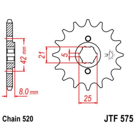 Leading star JTF575-16, F575-16, JT SPROCKETS, circuit 520, 16 teeth