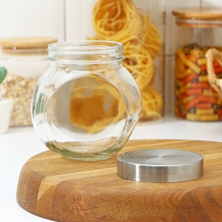 Glass Bank for bulk products of the Metallic share, 700 ml, 12 × 13 × 8.5 cm-2