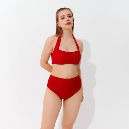 Top bathing female minku on ties, color Bordeaux size 54-3