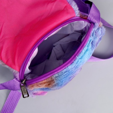 Children's fur bag "Rainbow cat", 15x13x3 cm-2