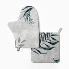 Set of kitchen. Dolyana Tropics: mittens 20x27 cm, take 19x19 cm, 100% HL, 164 g/m2