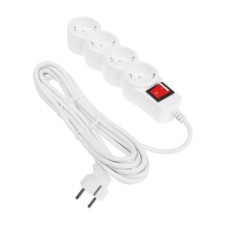 Сетевой фильтр 5bites SP4W-150 4S, 4 розетки, 5 м, 10 А, 3х0.75 мм2, с з/к, с выкл., белый