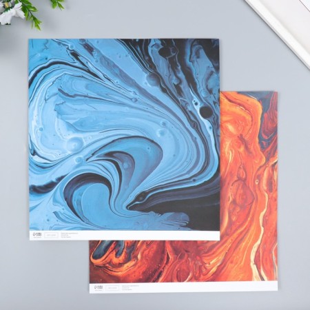 Scrapbooking paper bilateral "paint stains" density 180 g 30.5x32 cm-1