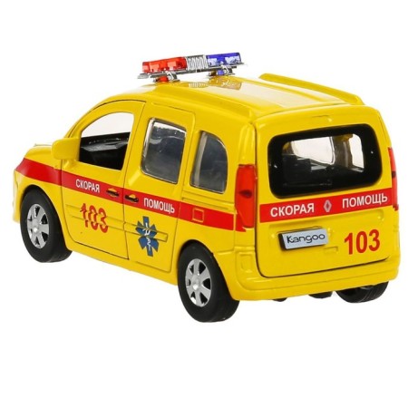 Metal machine "Renault Kangoo Resuscitation", 12 cm, doors and trunk open, yellow color-4