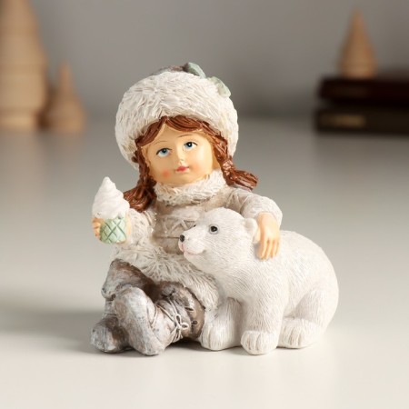 Polystone souvenir "Baby and her white teddy bear" 7.5x5x88 cm