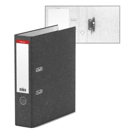 A4, 70 mm reception folder, Erichkrause Basic, collected, marble, label on the spine, gray, capacity of 450 sheets