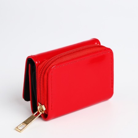 Women's wallet on the button, red color-1