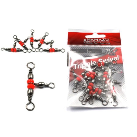 Triple Namazu Tripple Swivel, brass, BN, size 14x16. Test-8 kg, packaging 10 pcs. 106947