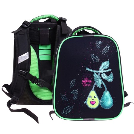 School backpack 38 x 30 x 16 cm, ergonomic back, stavia "avocado"