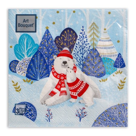 New Year's napkins Paper Art Bouquet “Winter Walk”, 3 layers, 33x33 cm, 20 pcs.-1