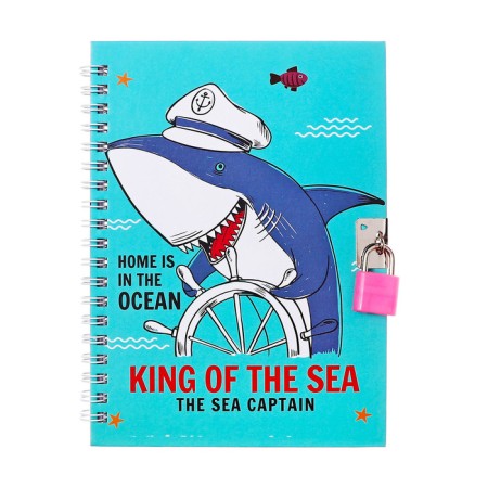 Gift notebook, 45 sheets, line, on the castle, on the crest, shark (17.8x13cm)