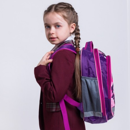 School backpack, 37 x 27 x 16 cm, ergonomic back, calligrata b "Flowers", lilac-18