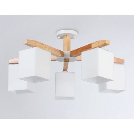 Suspended chandelier Ambrella TR83118/5 WH/LW, E27, 5x40W D700x325 mm, white, light wood-3