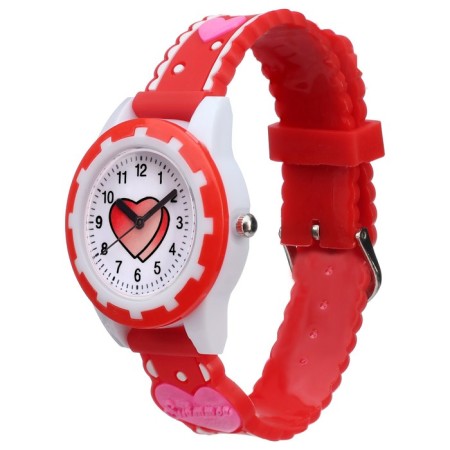 Watch is a wrist-on, "hearts", D-3 cm, strap silicone L-20 cm, red-1