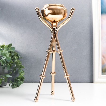 Summary Metal for 1 candle "Trinoga with a dome" gold 28x13x13 cm-3