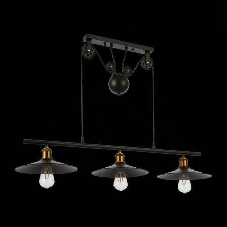 Suspended EVOLUCE lamp. Sle120503-03. ESPERAZZA. 3x60 watts, E27, 96x26 cm, black color-3