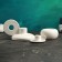 Set of candlesticks "Leo, Simon, Edward" White gloss, 3pcs/8x10cm/3x6cm/4x7cm