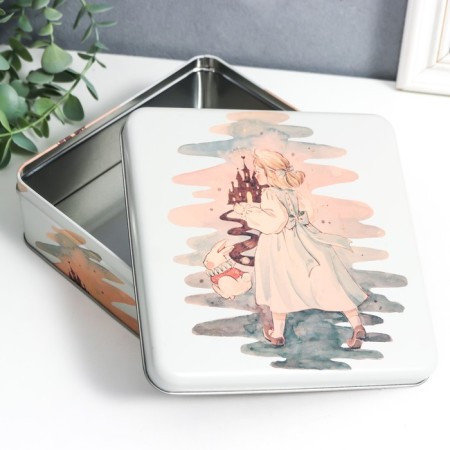 Casket Metal Square "On the way to the castle" 5.8x17x17 cm-3