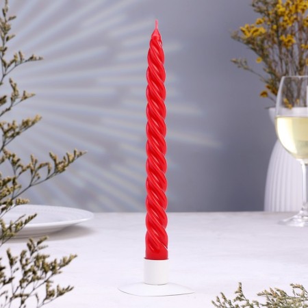 Candle twisted, 2.3x 24.5 cm, 12 pieces, red-3