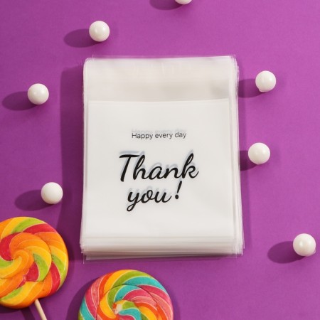 BOPP package with sticky tape, "Thank you", 10*10+3cm-5