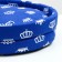 Lowcost Lyncost Round, Poplin, 40 x 40 x 12 cm, blue with crowns