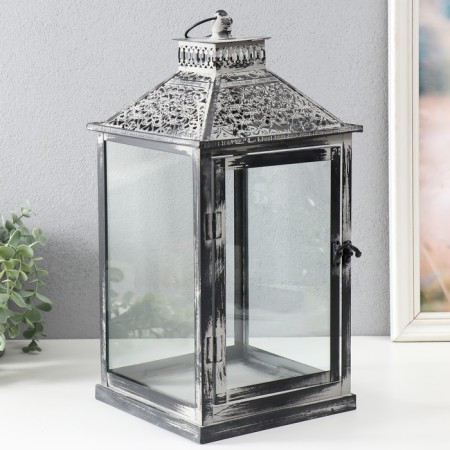 Climber Metal Lantern "Lace Patterns" set 2 pcs 14x14x27 cm, 20x20x40 cm-2
