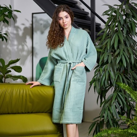 Waffel Women's Huard Lengated Ethel "BOHO" size 50-52, mint color, 100% cotton, 290 g/m2