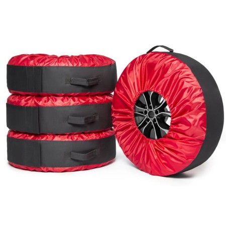 Caps for wheels from 15 "to 20" Autoflex, polyester 600d, 4 pcs., Black/red