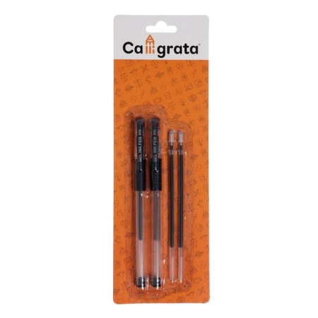 A set of gel pens, 2 pieces, black, complete with rods 2 pieces, on a blister
