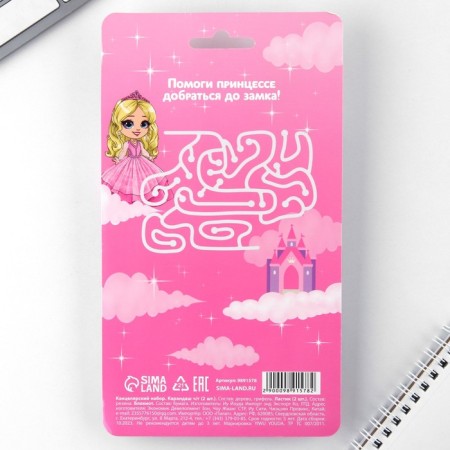 Chancellery set of "The Wonderful Princess", pencils 2 pcs, erasers 2 pcs, notebook-8