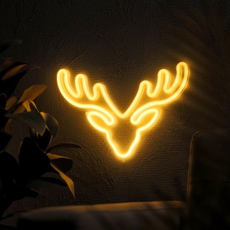 Neon sign "Deer", 35x23.5 cm, AAX3+USB, T/White