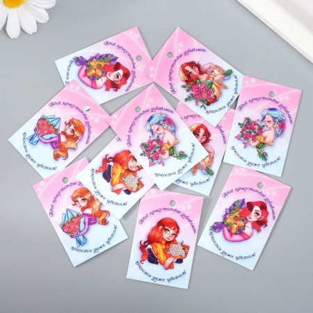 Cardboard "Beautiful Lady" set 10 pcs (5 types) 4x6 cm-1