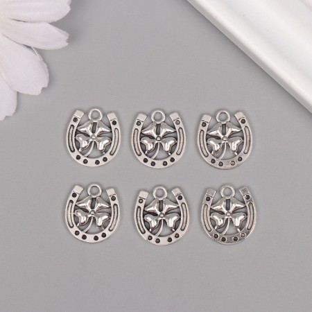 Decor for creativity Metal "Snowman with Clover" silver set 6 pcs 1.1x1.4 cm-2