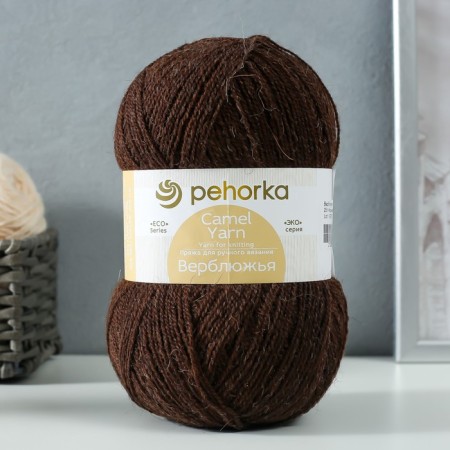 Camel yarn 65% camel wool, 35% acrylic volume 600m/100g (251 brown)