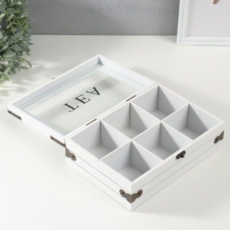 Casket wood 6 divisions "Box with corners" 16.2x24x8.3 cm-4