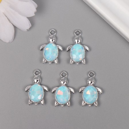 Decor for creativity Metal "Turtle" silver, blue 2.2x1.4x0.5 cm-2