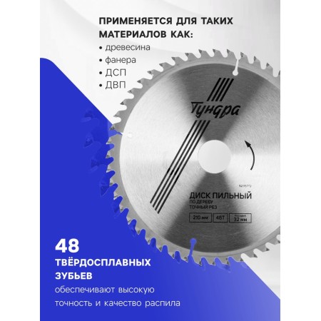 Disk of tundra wood, accurate cut, 210 x 32 mm (rings at 22.20.16), 48 teeth-1