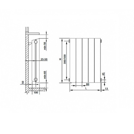 Bimetallic radiator Royal Thermo Pianoforte New/Bianco Traffico, 500 x 100 mm, 4 sections-3