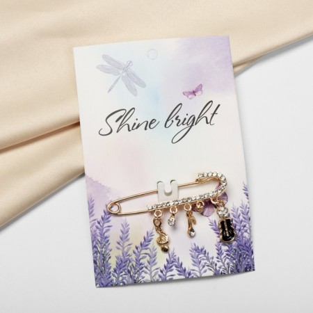 Pin "Classic" notes, 5.5 cm, white-black color in gold-3