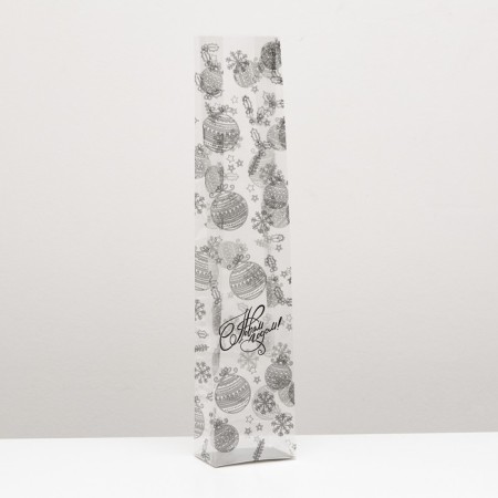 Package with a hard bottom of 11 x 7 x 53 cm silver bottom "New Year's balls"-2