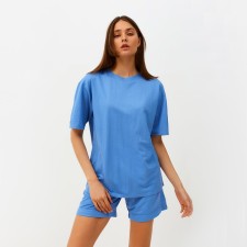 Women's costume (T -shirt, shorts) minku: Casual Collection Blue color, size 48