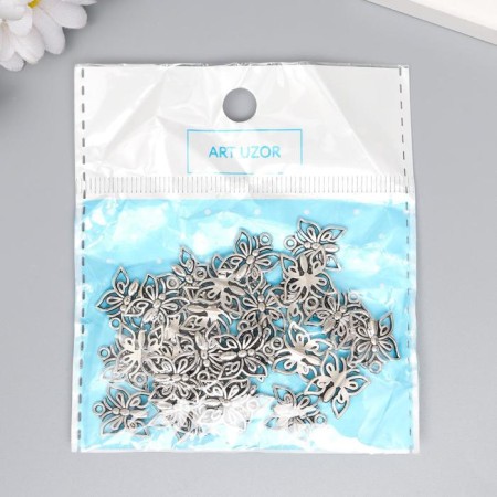 Decor for creativity Metal "Butterfly" silver 1.5x1.3 cm-3