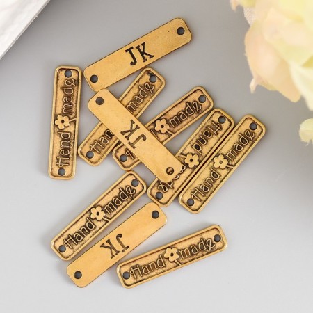 Decorative element "handmade" color gold 2.5x0.6 cm-1