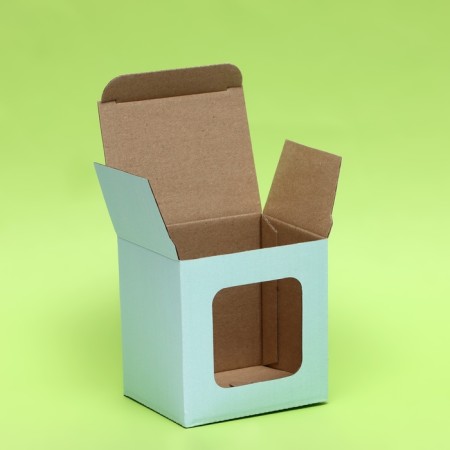 Box under a mug, with a window, blue 12 x 9.5 x 12 cm-2