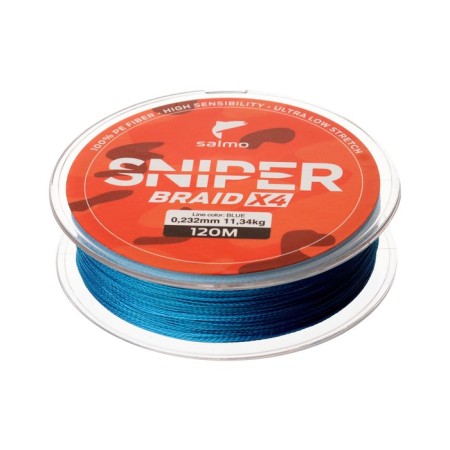 Salmo Sniper Braid X4 wicker cord, diameter 0.23 mm, test 11.34 kg, 120 m, blue