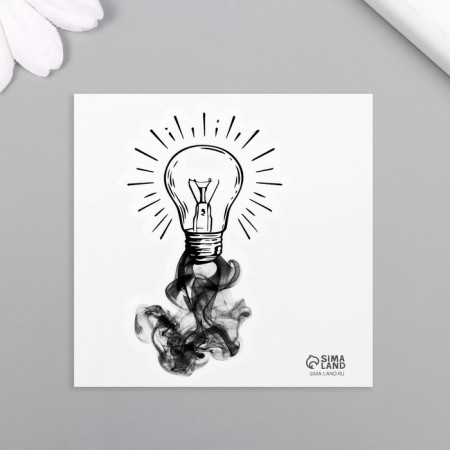 Black Tattoo on the body "Black. Light bulb" 6x6 cm-3