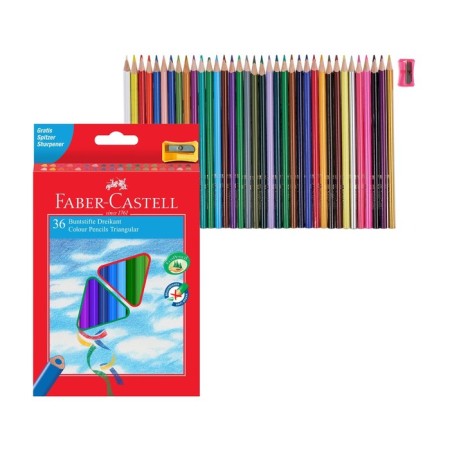 Pencils of 36 Faber-Castell Eco colors, a three-sided case, with a sharpener