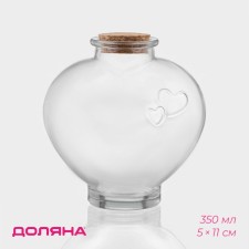 Баночка стеклянная для специй с пробковой крышкой Доляна «Парфе. Амур», 350 мл, 11,5×5×11 см